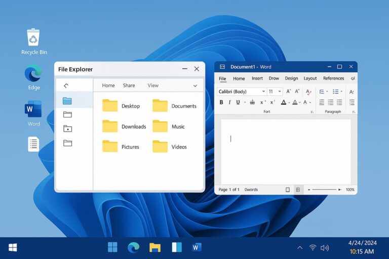 Blog 4 basic window desktop screen with software icons and taskbar.
